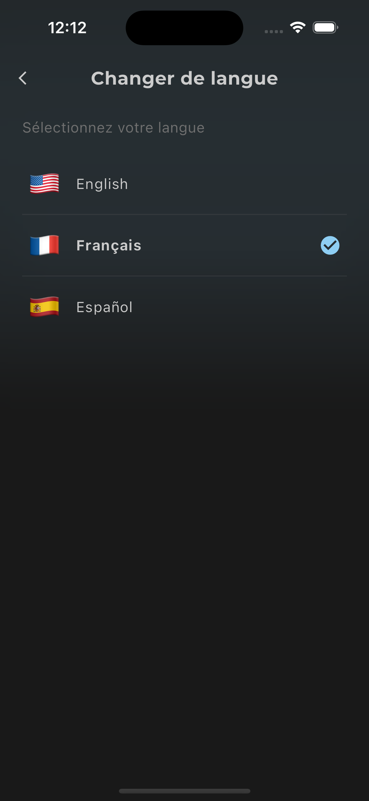 Language selection